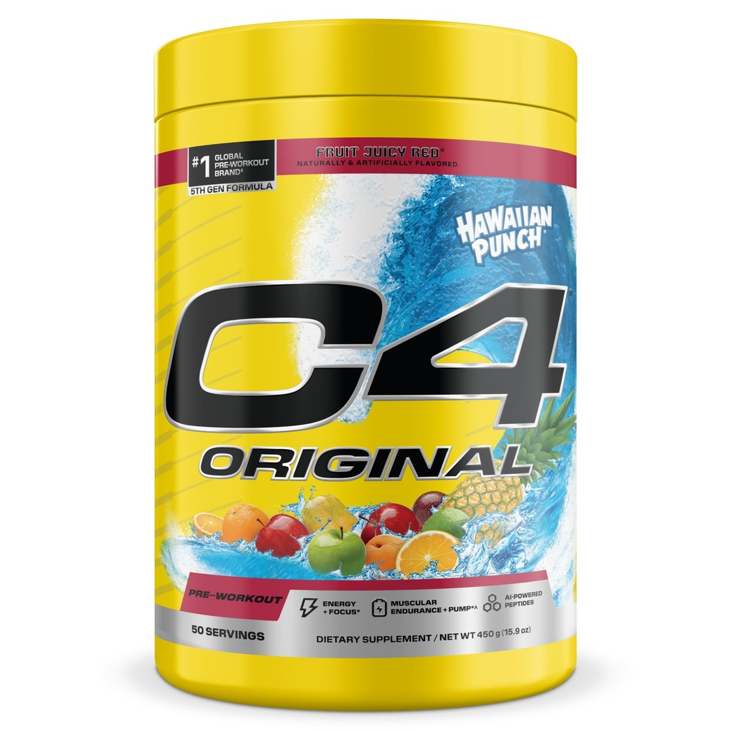 Cellucor C4 Original Pre Workout – Hawaiian Punch - Pre-allenamento per Endurance, Focus & Performance con 200 mg di caffeina, Beta-Alanine, Creatine Nitrate, L-Arginina & PeptiPump – Sugar Free, 50 Servings