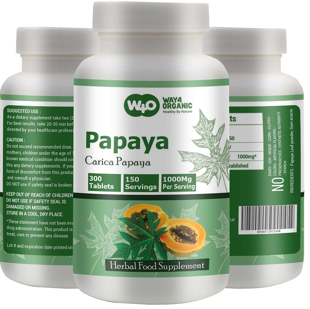 Estratto di foglie di Papaya (Tablets) - 300 Pillole, 150 Serve, 1000 mg, Supporta l'immunità e la digestione del piatto* (Pack of 1)