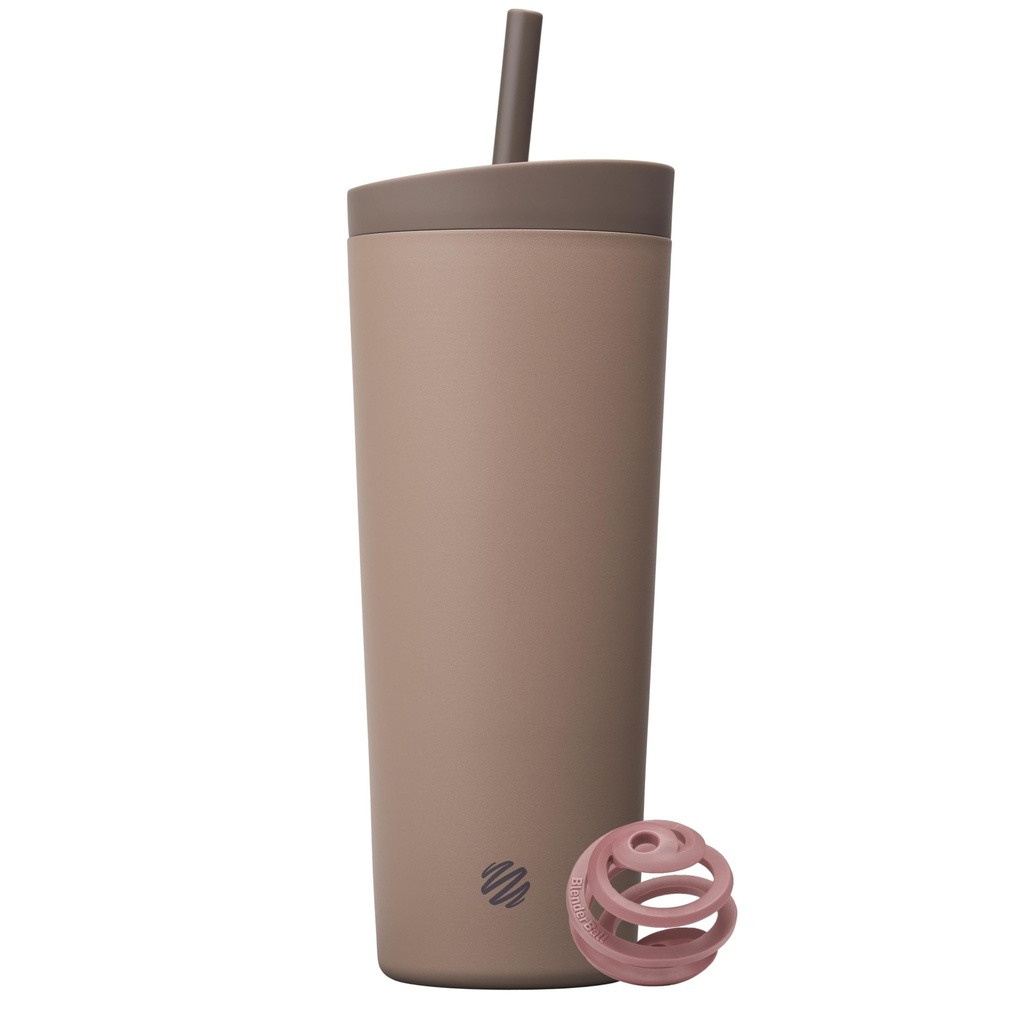 BlenderBottle 2-in-1 Insulated Edelstahl Shaker Tumbler, Swig Leakproof Lid, Straw, BlenderBall, BPA Free, Für Protein Shakes, Smoothies, Und Pre Workout, 24 oz, Braun (Cocoa)