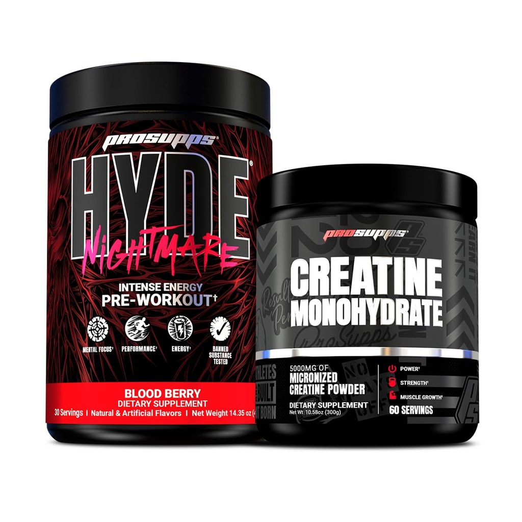 PROSUPPS Hyde Nightmare Intensive Energie Pre-Workout, Blutbeere und Creatine 300 Bundle