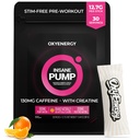 OxyEnergy Pre Workout Powder -Orange, Non Stim 130mg Bassa caffeina, On-The-Go Packets con Beta Alanine, Creatine Monohydrate & Taurine per gli utenti sensibili, donne, serate di allenamento - 30 Servings