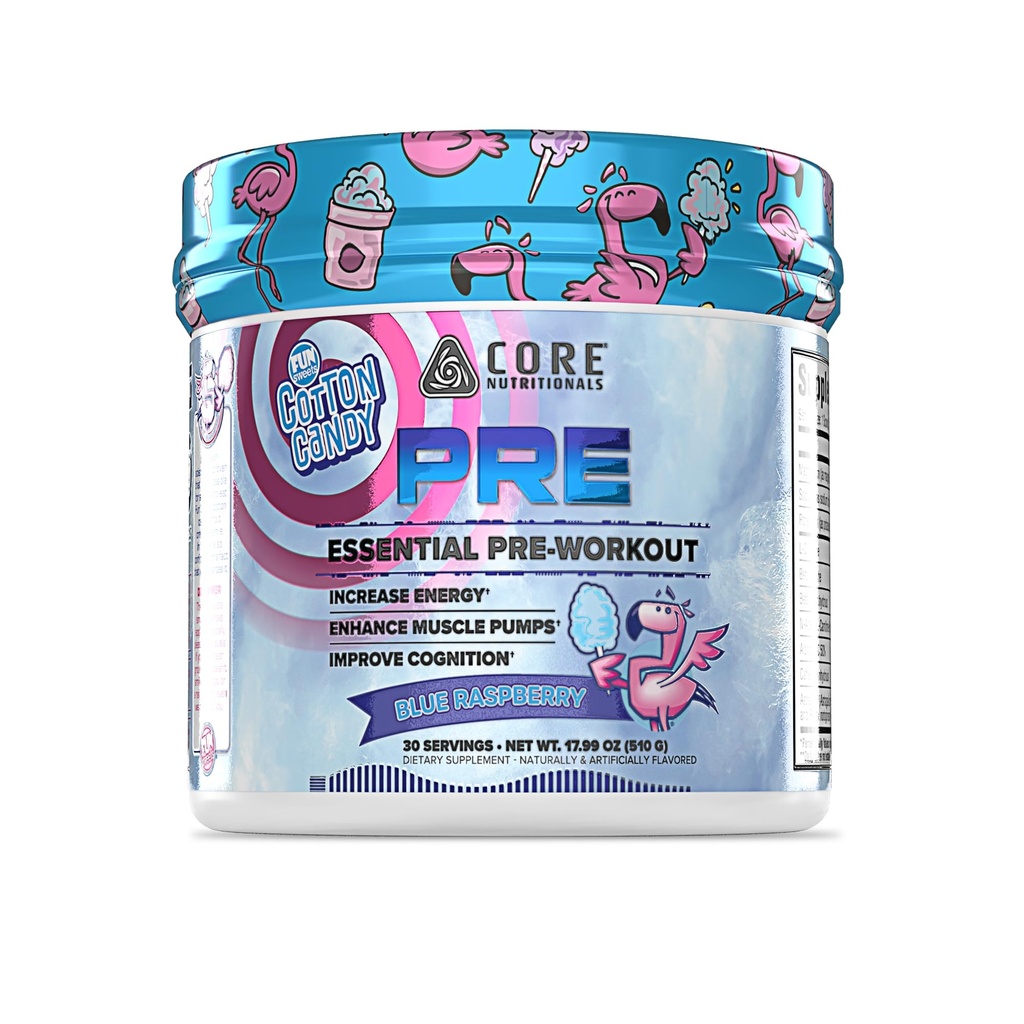 Nutrizioni nutrizionali essenziali pre allenamento | per energia e pompe muscolari | L-Citrulline & Beta Alanine | 200mg Caffeina | 30 Serve (Fun Sweets Blue Raspberry)