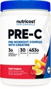 Nutricost Pre-C Complexe pré-entraînement avec créatine (Fruit Punch) 30 portions en poudre - Boost Fintess Routines, 453g