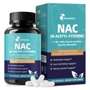 Supplément de NAC N-acétyl Cysteine. NAC 1 000 mg par gélules pour le foie et le rein Détox, le support immunitaire et les antioxydants - avec N-acétyl-L-Cysteine libre, végan, non-OGM, 120 capsules