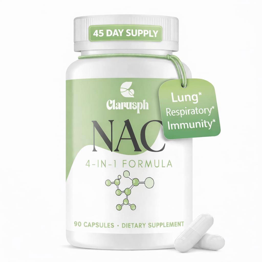 NAC Ergänzung für Lung* & Respiratory & Immunität* | N-Acetyl Cystein für Antioxidant | 4-in-1 N-Acetyl-L-Cystein 1200mg | Glycine NAC | N Acetyl Cystein | Vegan, Glutenfrei, 90 Kapseln