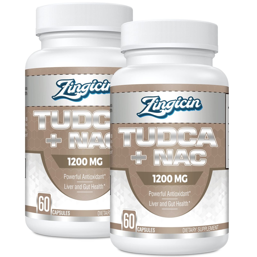 TUDCA con NAC Supplemento 1200mg - 120 capsule,Powerful TUDCA Bile Salt Plus N-Acetyl-Cysteine,Antioxidant Supplements for Liver,Digestione