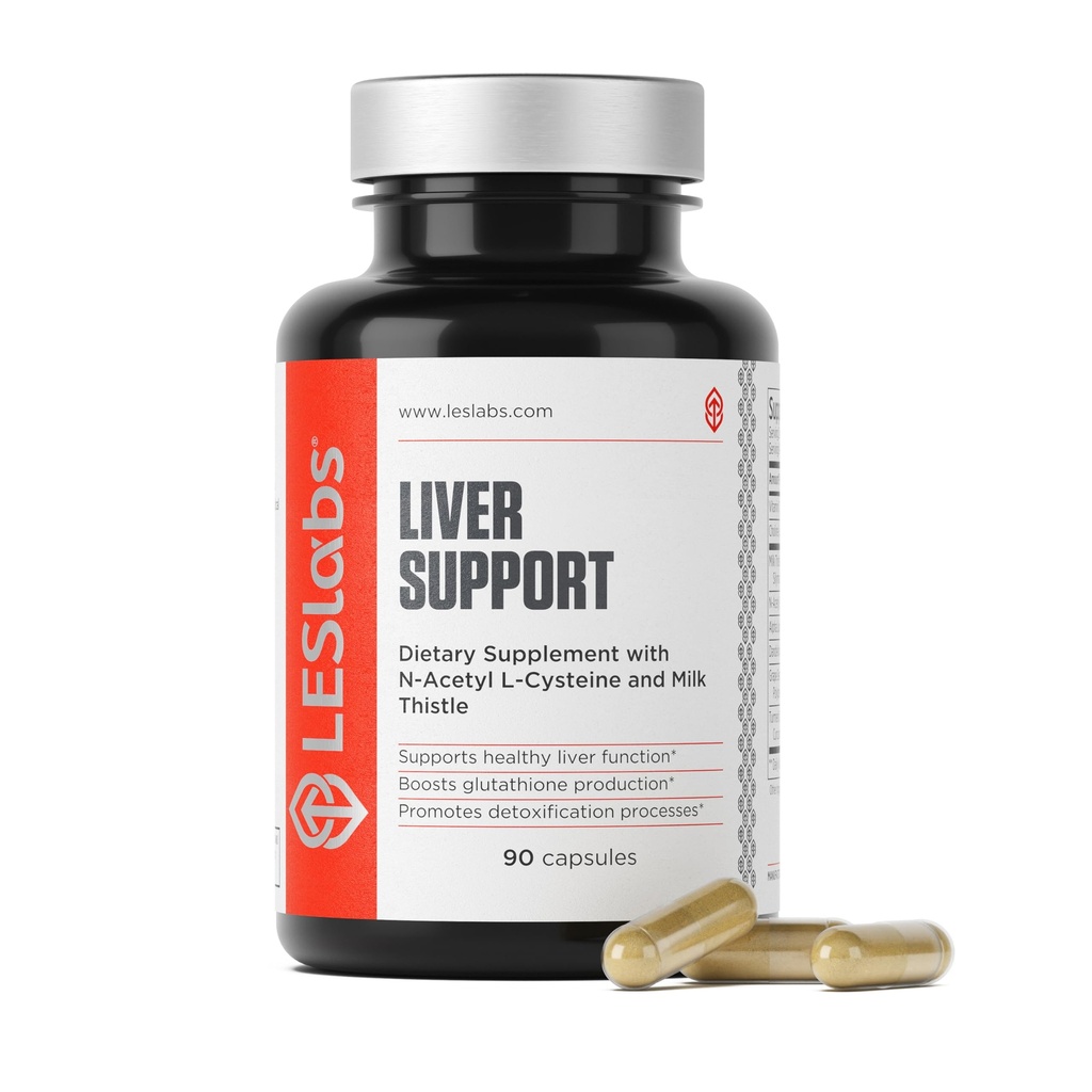 LES Labs Liver Support – Promuove la funzione di fegato sano, la produzione di Glutathione e la disintossicazione – Latte Thistle, NAC, ALA & Dandelion Extracts – Supplemento non OGM – 90 capsule