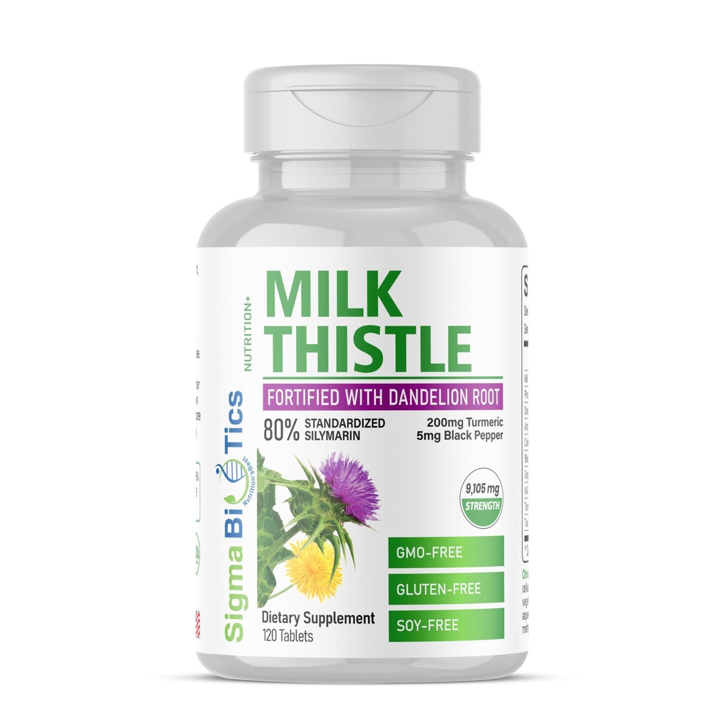 Milk Thistle Extract 9105mg – Fortified with Dandelion Root, Turmeric, Black Pepper, NAC, Choline & Taurine – 80% Standardisiertes Silymarin für Liver Support – GMO-frei, Glutenfrei, Soy-Free 120 Tabletten