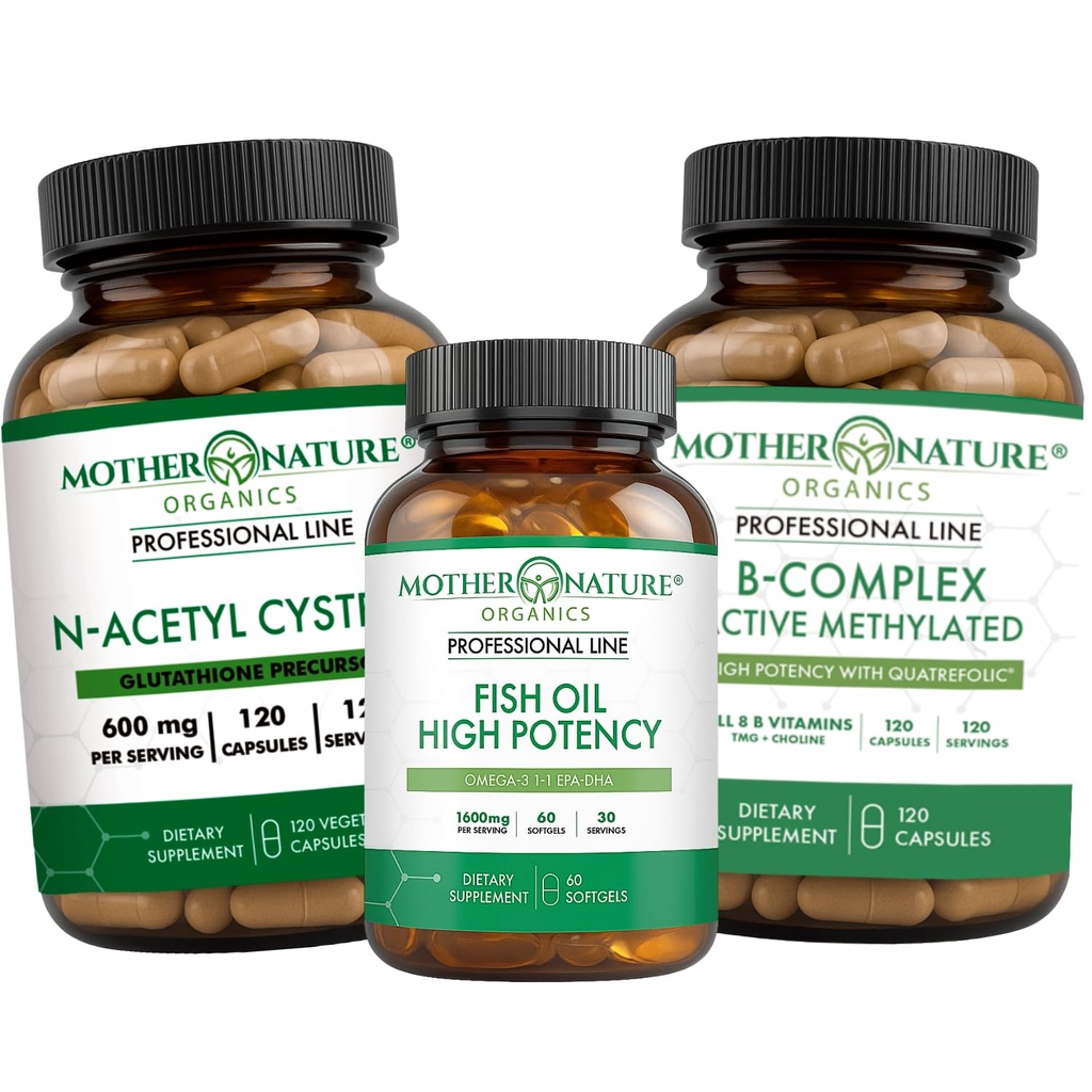 NAC + Omega-3 + B Ensemble complexe – Immune, énergie et soutien cardiaque