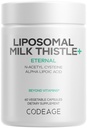 Codeage Liposomal Milk Thistle+ Supplement - Silymarin aus Silybum Marianum, NAC, Artichoke Leaf, Dandelion Root, Alpha Lipoic Acid, BioPerine, Liposomal Delivery - Non-GMO - 60 Kapseln