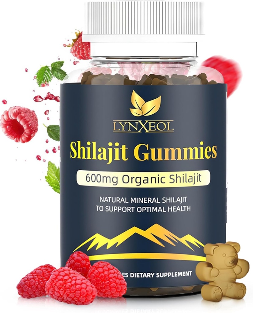 Pure Himalayan Shilajit Gold Gummi mit Gokshura & Ashwagandha – Sugar-Free, Organic, Lab-Tested mit 85+ Trace Minerals & Fulvic Acid – Non-GMO-Ergänzung für Herren & Frauen, 60 Gummis