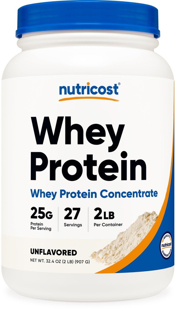 Nutricost Whey Protein Concentrato (Unflavored) 2LBS - Gluten Free & Non OGM