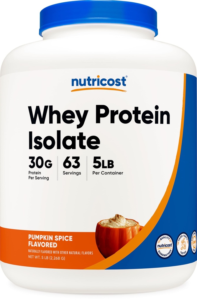 Polvere isolata di proteine del siero di Nutricost (Pumpkin Spice) 5 LB - 30g di proteine, senza OGM, senza glutine, 63 Serve