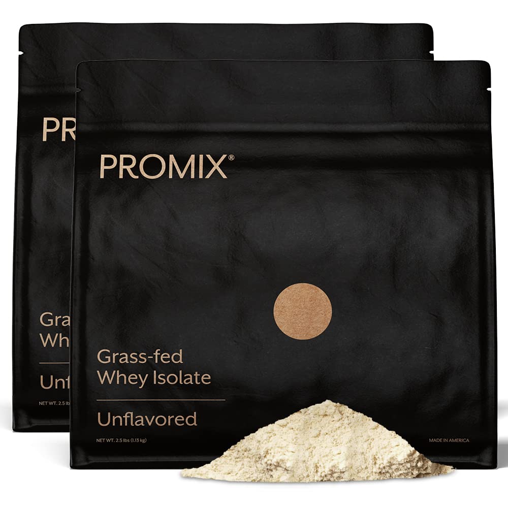 ProMix Nutrition Whey Protein Isolate Powder, Unflavored - Grass-Fed & 100% All Natural - --Post Workout Fitness & Nutrition Shakes, Smoothies, Baking & Cooking Recipes - 2.5 Pound (Pacchetto di 2)