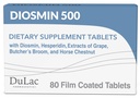 Dulac Diosmin 500, Micronised Diosmin Hespéridin Dietary Supplement 1000mg par portion, Extrait de Châtaigne de Cheval, Boucherie Extrait de Broom & Rouge de raisin, Support de circulation des jambes, 80 comprimés, Fabriqué en Italie