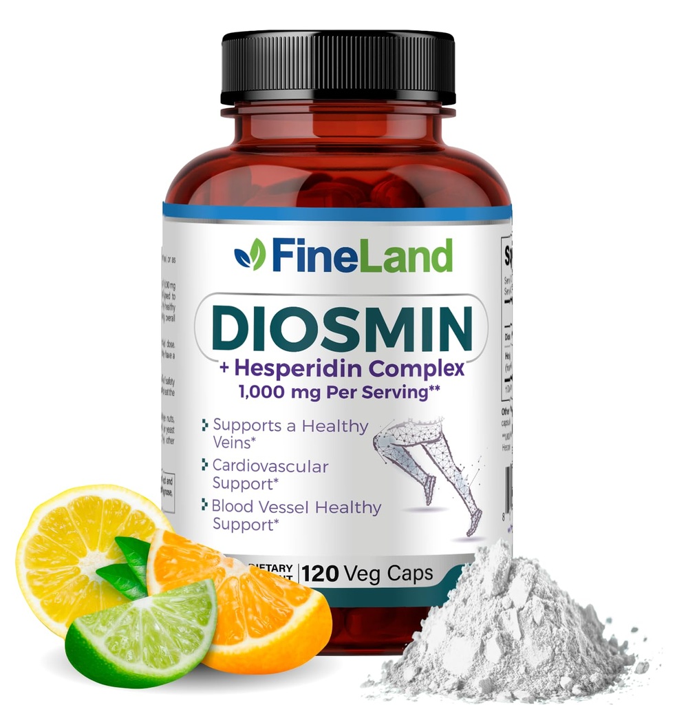 FineLand Diosmin & Hesperidin Complex, Premium Advanced Formula, 1000 mg, Blood Flow and Circulation Support, 120 Capsules, 100% Vegan, All Natural