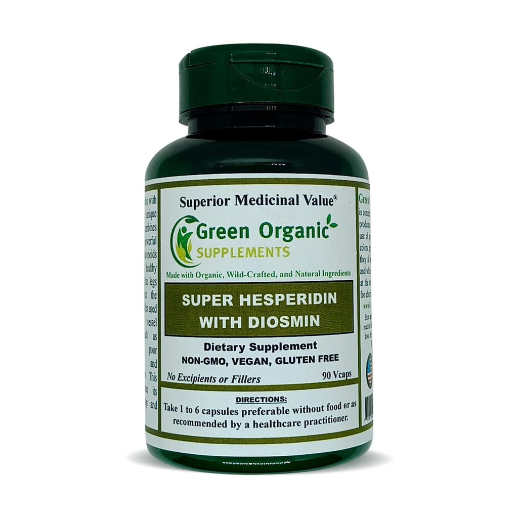 Integratori organici verdi Hesperidin, Diosmin 180, Formula unica (Hand Made, Non OGM, Vegan, Gluten Free) (Pack of 2)