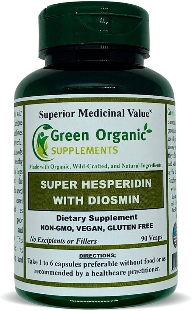 Green Organic Supplements Hesperidin, Diosmin, Narangin, Einzigartige Formel (Hand Made, Non-GMO, Vegan, & Gluten Free) (Einzel)