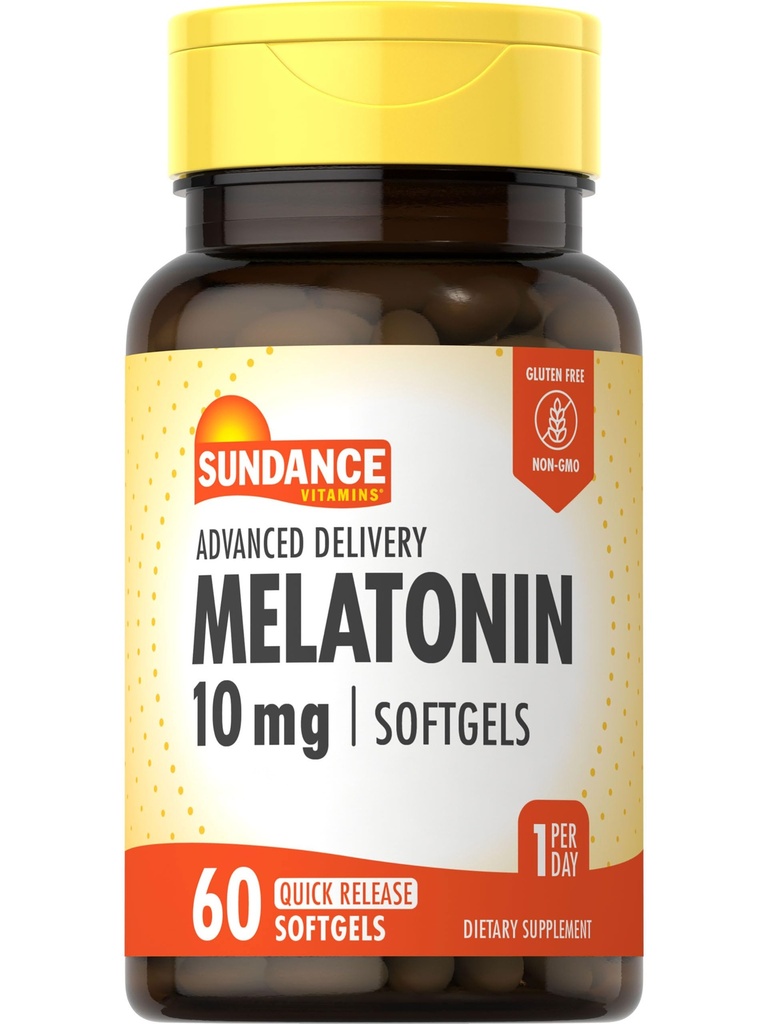 Sundance Melatonin 10mg | 60 Softgels | Consegna avanzata | Non OGM e Gluten Supplemento gratuito