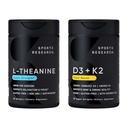 Sports Research® Sunshine's Touch Pack - Double Strength L-Theanine Supplement 200mg + Vegan D3 5000iu with Vitamin K2 100mg