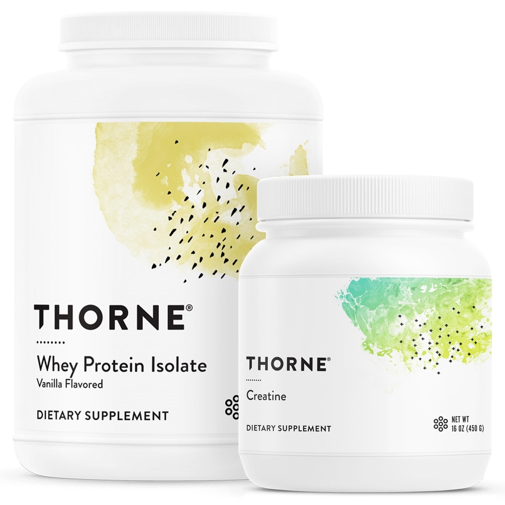 THORNE - Muscle Support Bundle - Whey Protein Isolate Vanilla & Creatine - NSF Certified - 30 to 90 Servings