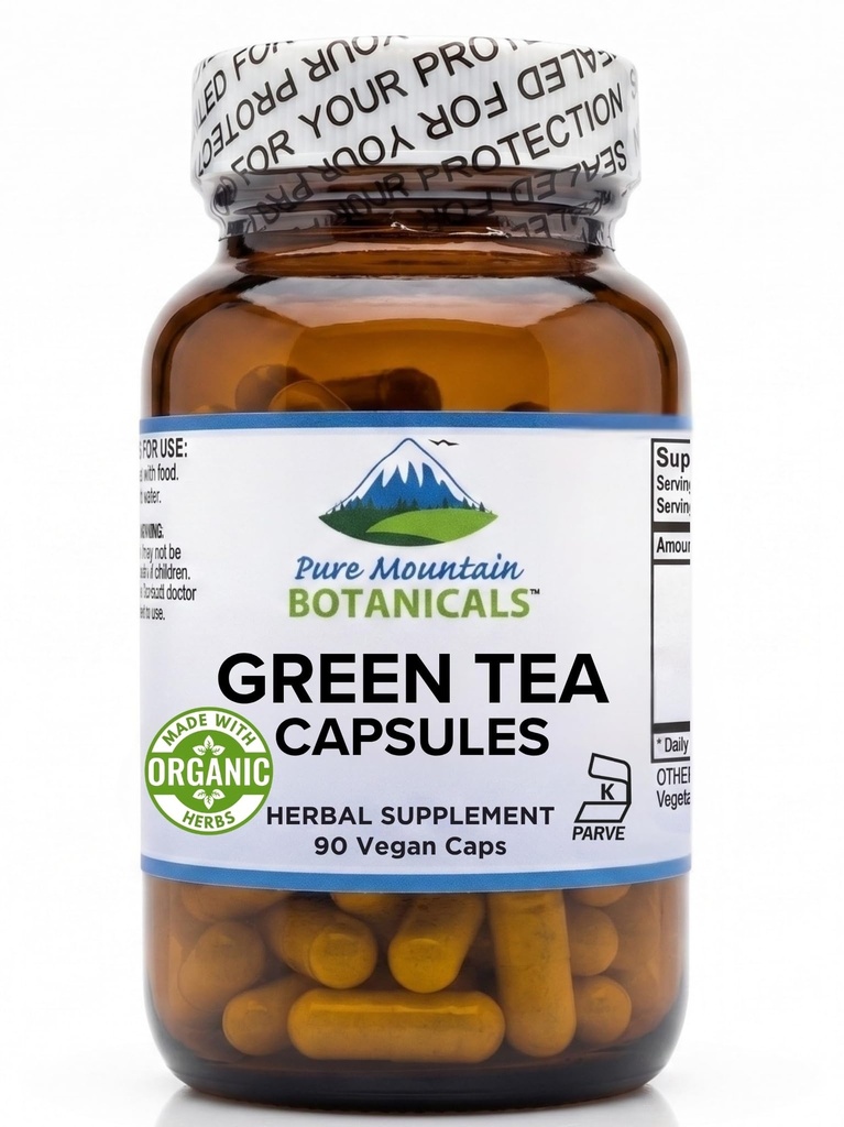 Green Tea Capsules - 90 Kosher Vegan Caps mit 450mg Organic Full Spectrum und Pure Green Tea Extract
