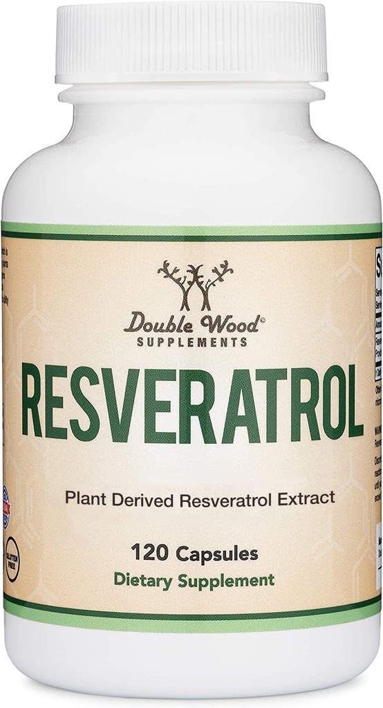 Resveratrol Supplement 500mg Per Serving, 120 Capsules (Resveratrol Polygonum Root Extract Providing 50% Trans Resveratrol) Healthy Aging Support by Double Wood