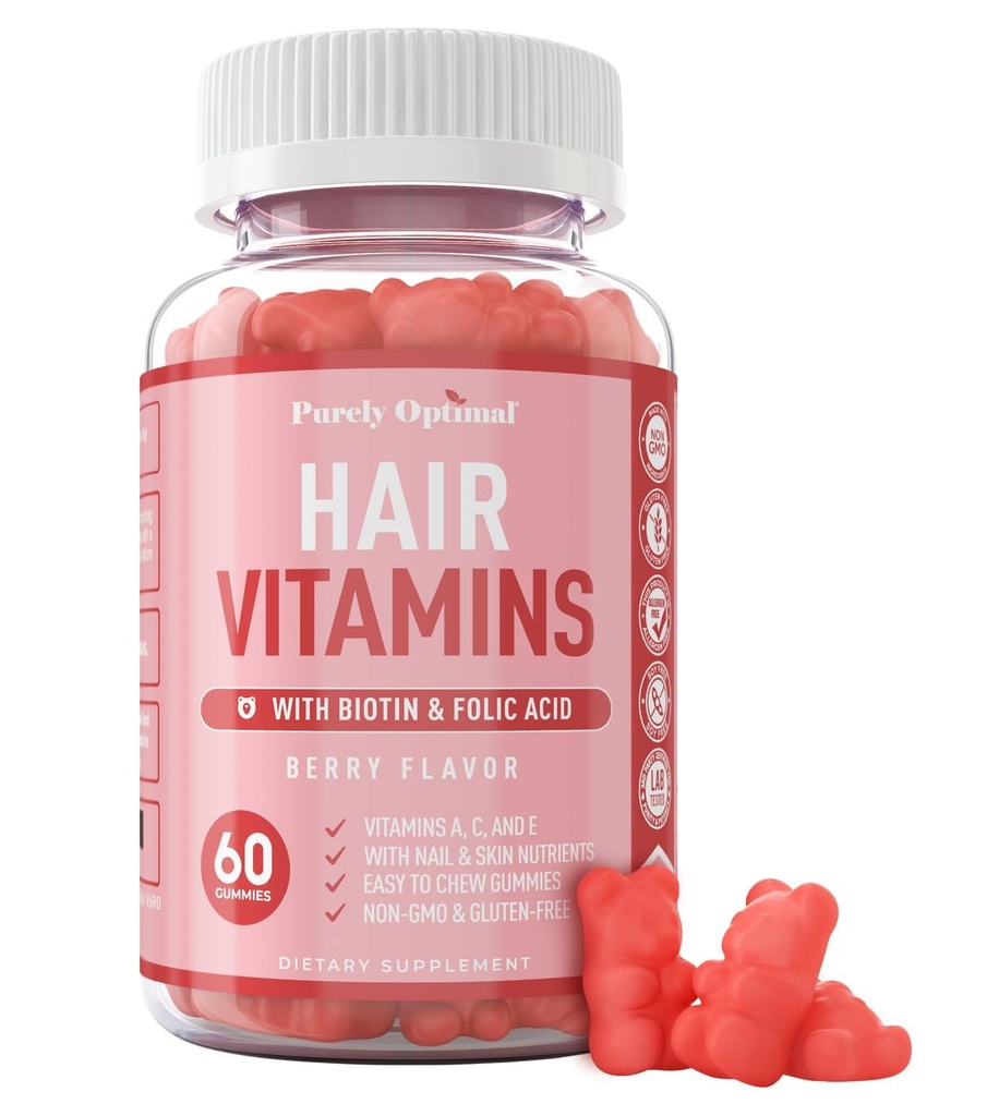 Premium Haarwachstum für Frauen und Männer - Haarwachstum Vitamine w/Biotin & Keratin - Unterstützt Thicker Gesunderes Haarwachstum - Ergänzung für alle Haartypen, 60 Kapseln (60, Berry)