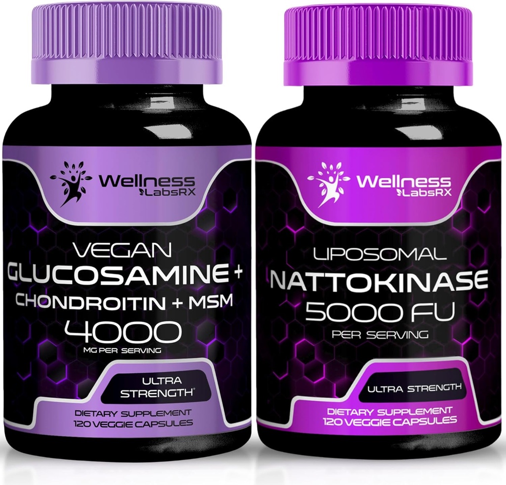 WELLNESS LABSRX Glucosamin Chondroitin MSM | Nattokinase Kapseln