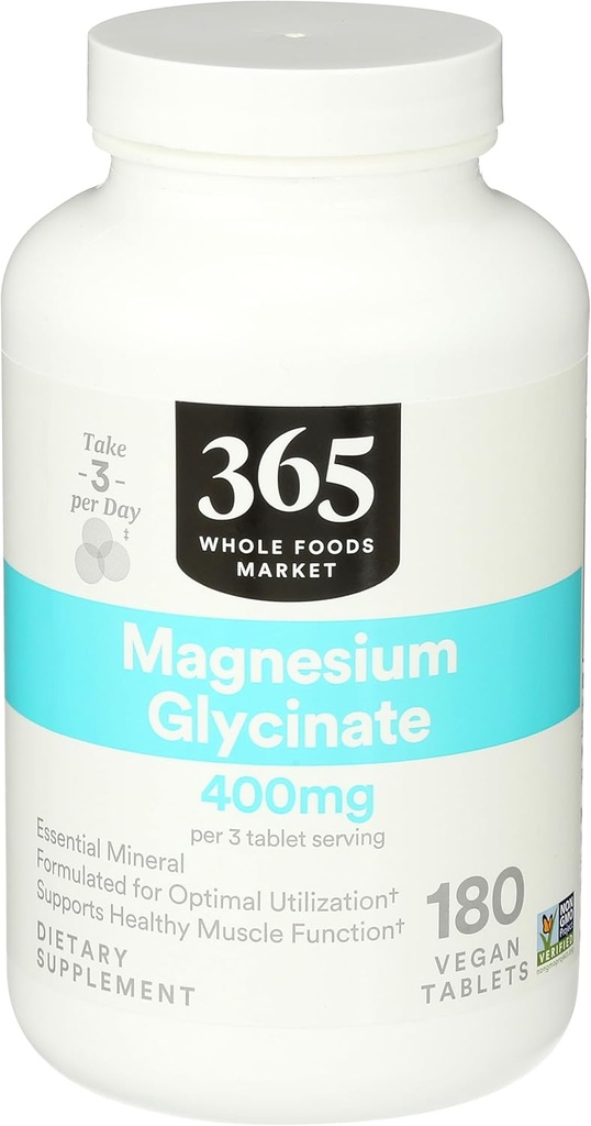 365 by Whole Foods Market, Magnesio Glycinate 400 MG, 180 Conte