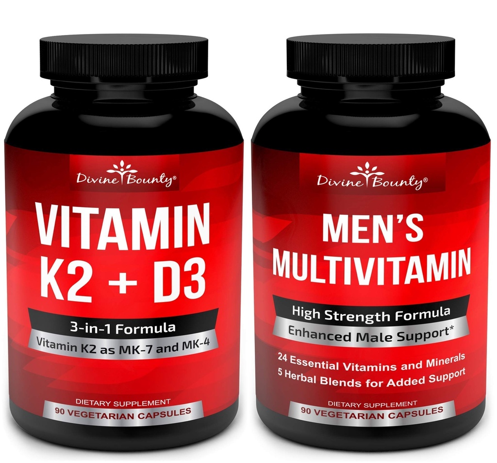 Vitamina di Bounty Divina K2 con D3 & Multivitamin Bundle maschile