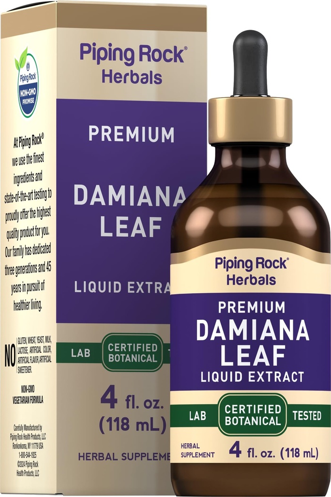 Piping Rock Damiana Blatt Kräuter Tincture | 4 fl oz | Flüssige Extrakt Tropfen | Vegetarisch & Alkohol Free | Non GMO, Glutenfreie Ergänzung