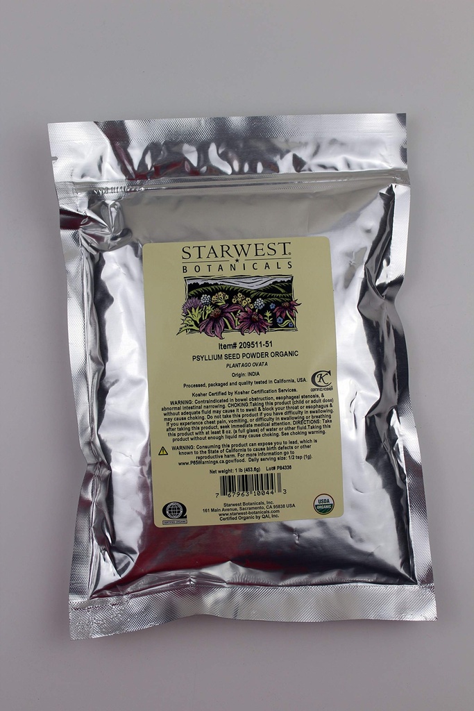 Starwest Botanicals Bio Psyllium Samen Pulver, 1 Pfund