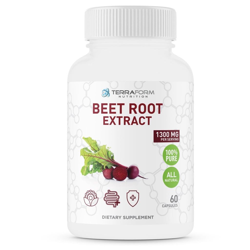 Rote Beetroot-Extrakt 1300mg pro Portion – Pulverisierte Beetroot-Ergänzung - 60 Kapseln - 1 Monat – Vegan Friendly - Made in USA
