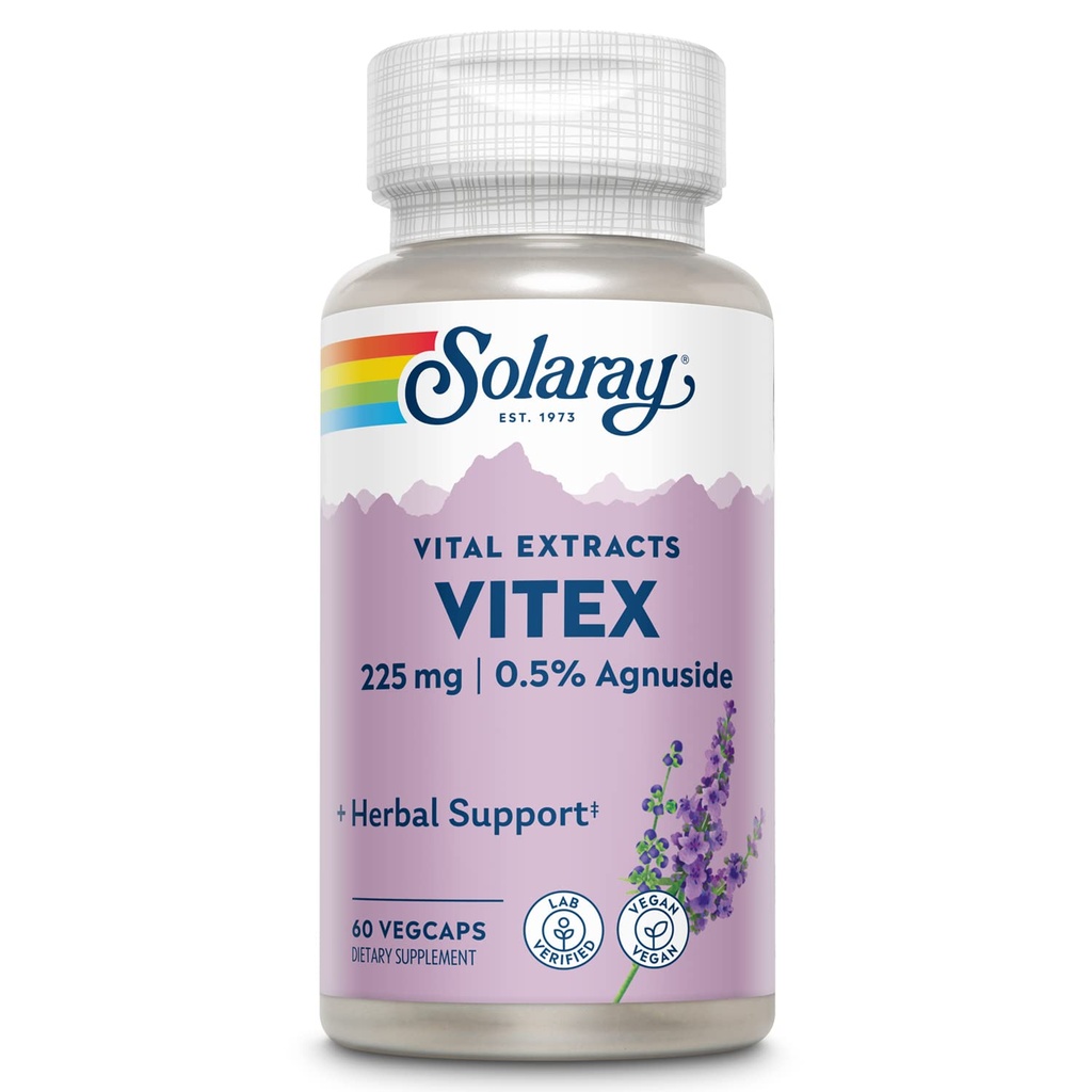 SOLARAY Vitex Berry Extract 225 mg - Chasteberry Supplemento per le donne - Supporto tradizionale dell'equilibrio dell'ormone - Chaste Tree Berry - Vegan, Lab verificato - 60 Serve, 60 VegCaps