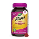 Nature's Way Alive! Hair, Skin & Nails Gummies with Collagen and Biotin, Advanced Beauty Formula Supplement with Antioxidant Vitamins C & E*, Strawberry Flavored, 60 Gummies
