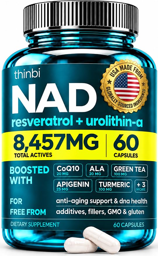 NAD Ergänzung 300Mg Extrastärke NMN Alternative Liposomal + Grüner Tee für Damen und Herren w/ Urolithin A, Resveratrol, CoQ10, Alpha Liponsäure