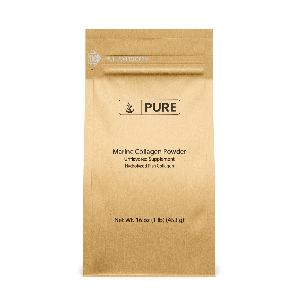 Ingrédients originaux purs en poudre de collagène marin (1 lb) naturel et non aromatisé, peptides de protéines, sac refermable