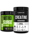 Nitrosurge d'usine Jacked pré-entraînement et monohydrate de créatine - poudre pré-entraînement avec créatine pour la croissance musculaire, la force accrue, l'énergie sans fin - pré-entraînement blanc arctique et créatine non aromatisée