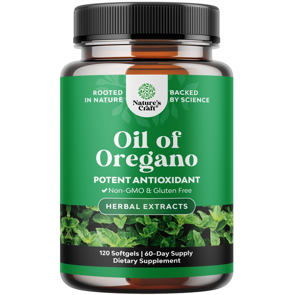 Wild Oregano Öl Softgels - Super Concentrated Softgels Öl von Oregano mit Carvacrol 70% für Verdauung & Immununterstützung - Kräuterergänzungen für Darmreinigung, Körperdetox & Repair - 120 Ct