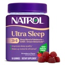 Natrol Ultra Sleep 3-in-1 100% Droga-Free Sleep Aid Blend con Melatonin, GABA & Botanicals, Integratore alimentare, Non-Habit Forming, 50 Gummies