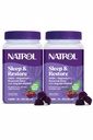 Natrol Sleep + Restore Magnesio Glycinate Blend Gummies con Melatonin 5mg - Magnesio calmo con GABA, Miscela Botanica, Cherry Flavor, 60 Gummies (Pack of 2)