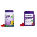 Natrol Kinder Melatonin 1mg 140 Beerengummies & Erwachsene Melatonin 5mg 90 Erdbeergummies Schlafhilfe