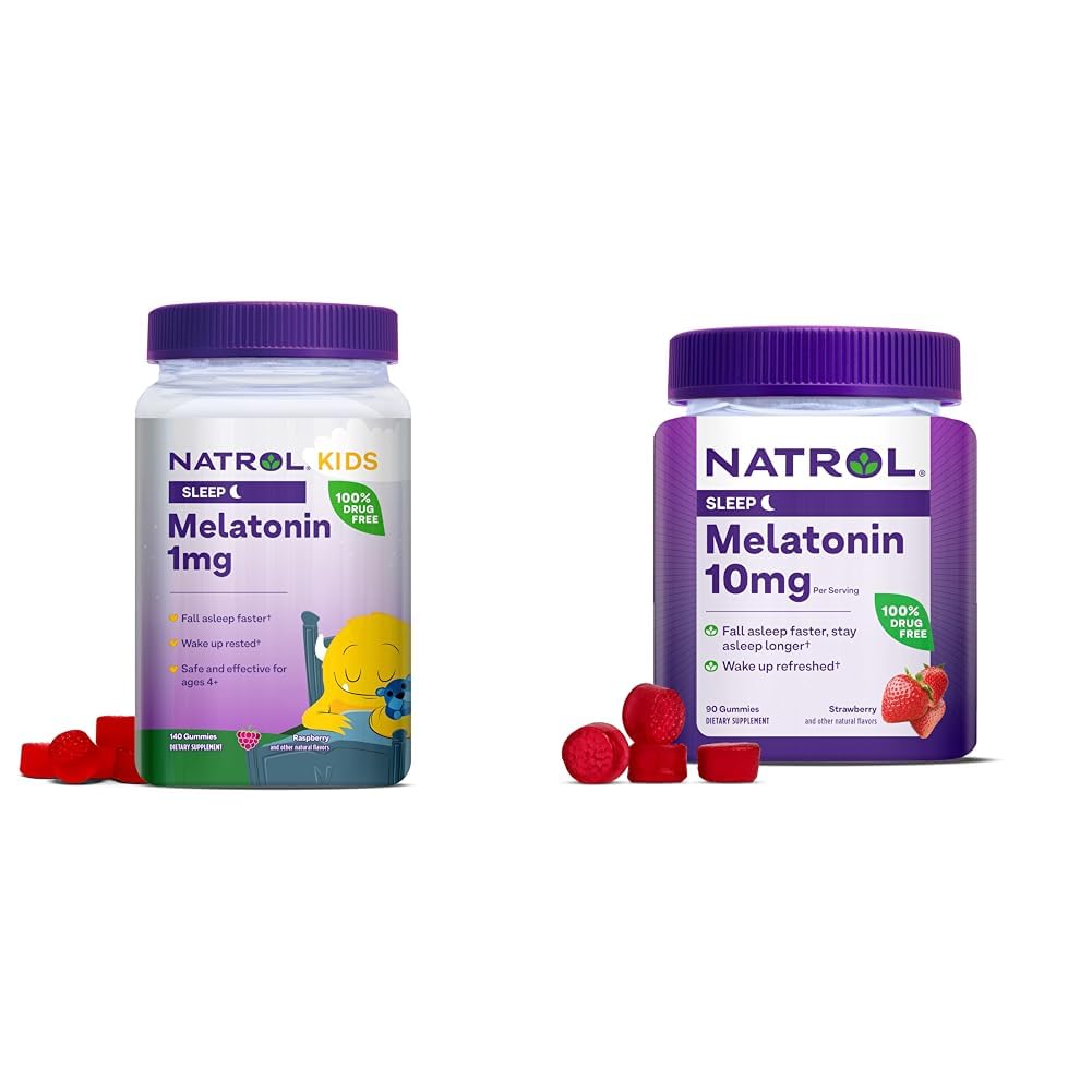 Natrol Kids Melatonin 1mg 140 Beerengummis Melatonin 10mg 90 Erdbeergummis Schlafhilfe