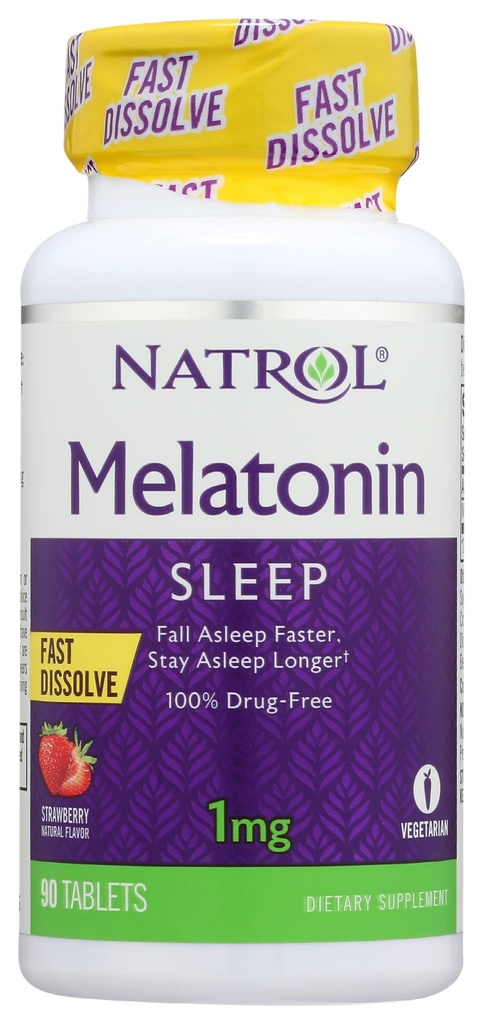 Natrol Melatonin 1MG Fast Dissolving Tablets, Non GMO, Drug Free, 90 Tablet (Pack of 3)