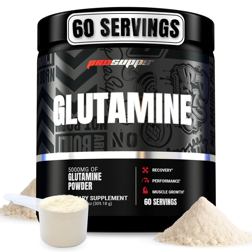 ProSupps Glutamine Powder for Men & Women - 5000mg L-Glutamine Workout Supplement for Muscle Recovery, Immune Support & Gut Health - Zero Sugar & Carbs, Gluten-Free - Unflavored, 60 Serving