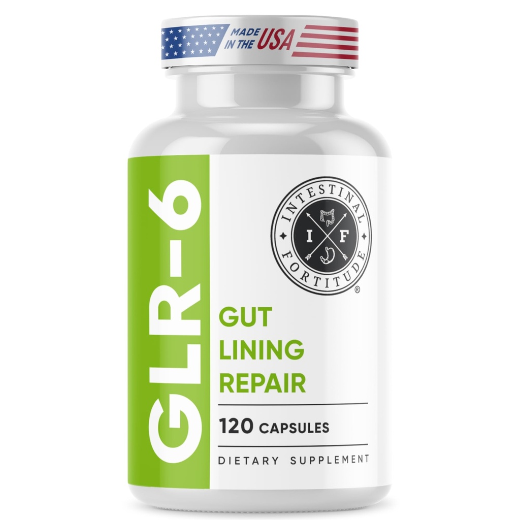 Intestinal Fortitude GLR-6 - Gut Lining Repair Supplement for Gut Health - Leaky Gut Repair with L-Glutamine, Slippery Elm, DGL Licorice Root, Marshmallow Root, Fenugreek - IBS, IBD, GERD - Vegan