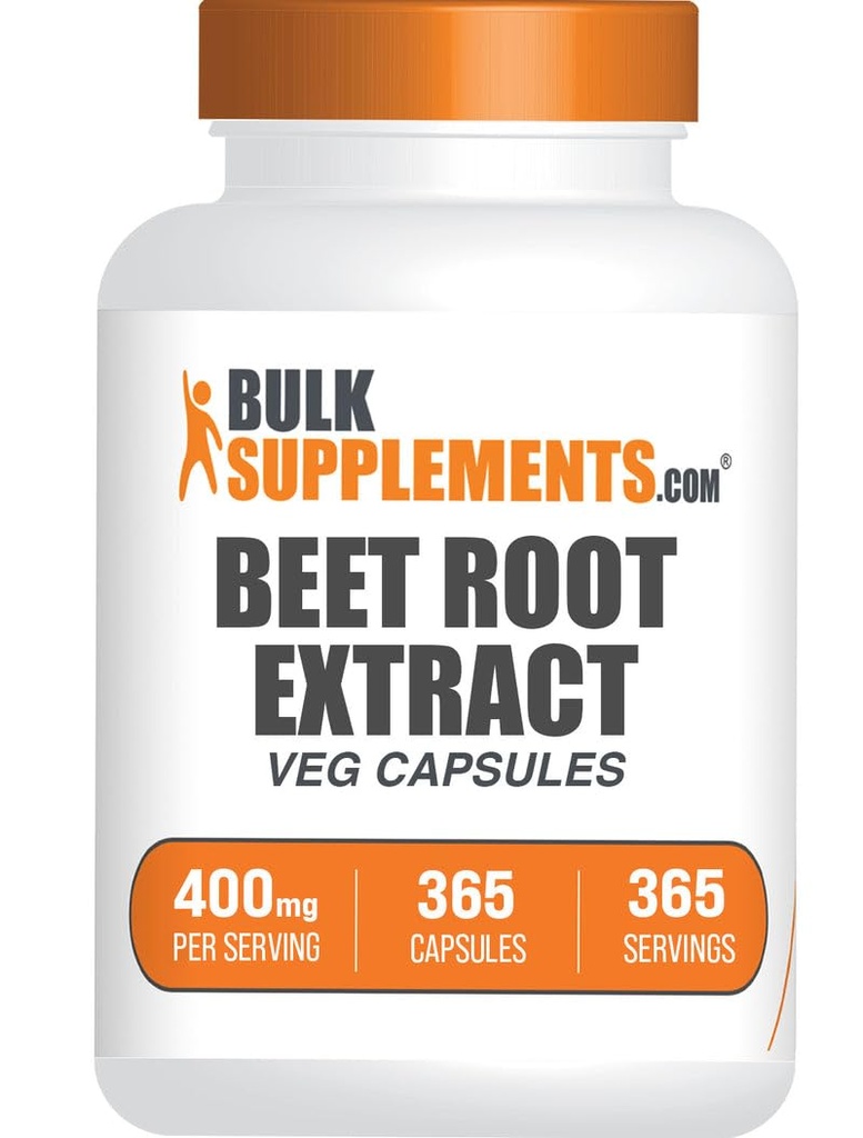 BulkSupplements.com Beet Root Extract Capsules - Superfood Supplement, Beet Root Supplement - Vegan & Gluten Free, 1 Capsule per Serving (400mg), 365 Count (Pack of 1)