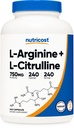 Nutricost L-Arginin L-Citrulline Complex 750mg, 240 Kapseln - Non-GMO