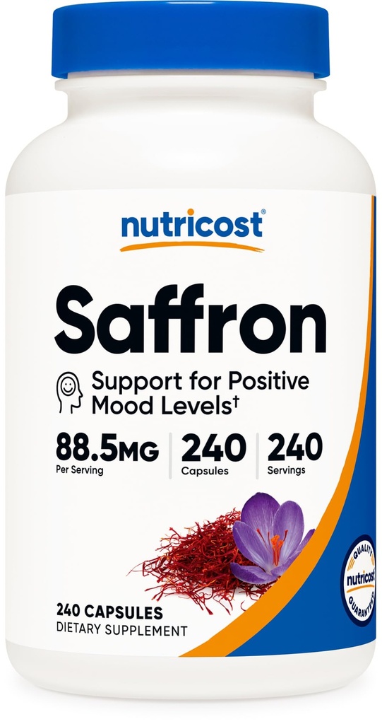 Nutricost Safran Extrakt 88,5 mg, 240 Kapseln - Veggie Caps, Non-GMO, glutenfrei